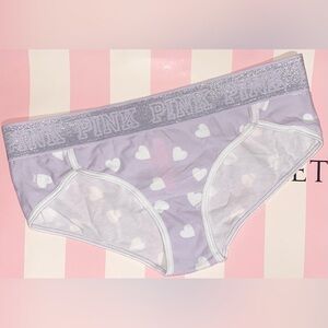 Victoria's Secret Pink panties PINK sparkle hipster panty PINK heart graphic
